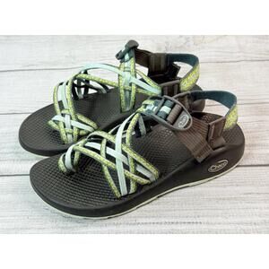 Chaco Women’s Z/X3 Sport Sandals Triple Strap Toe Loop Blue Green Size 7